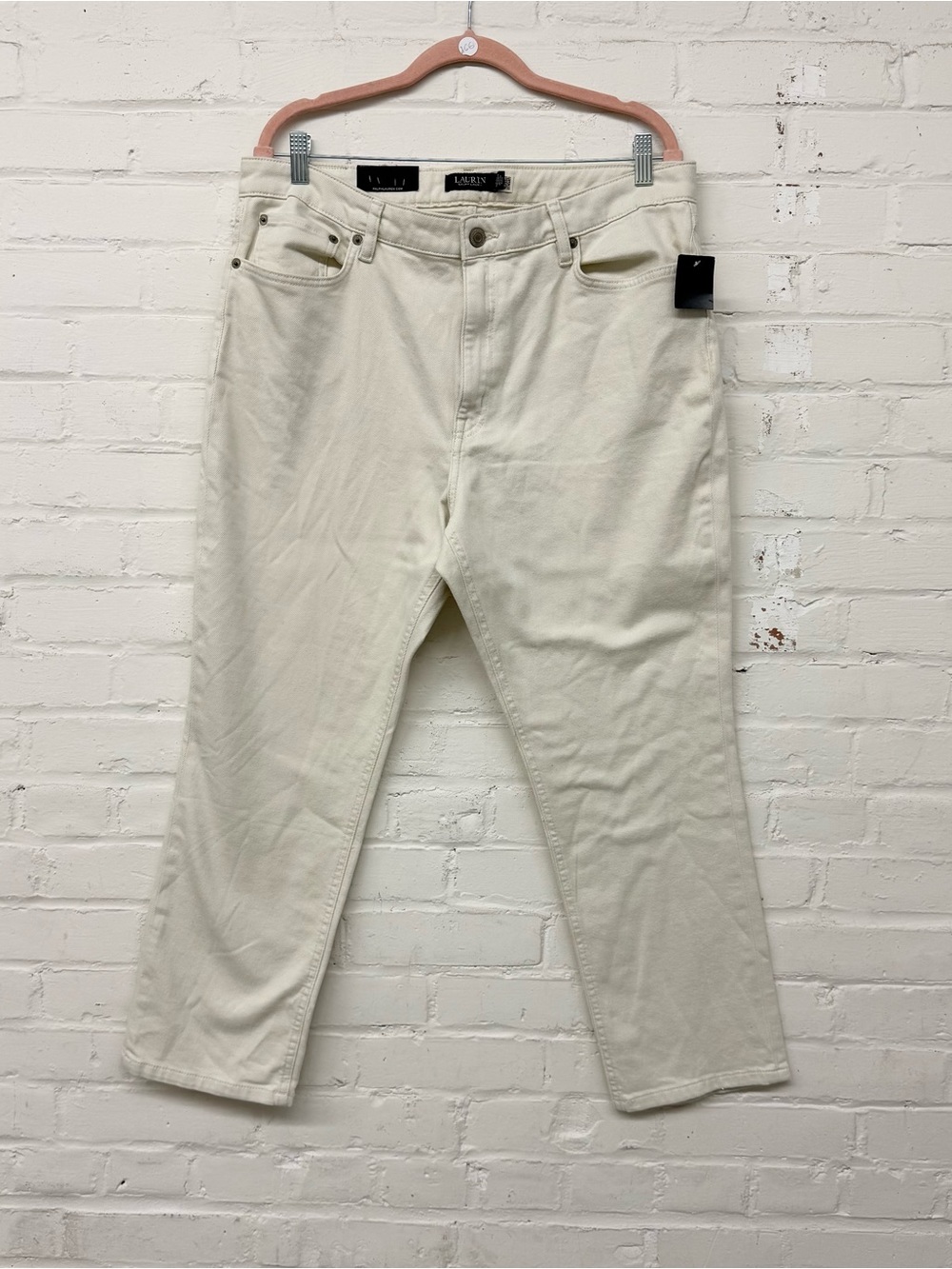 NWT Lauren Ralph Lauren High-Rise Straight Ankle Jean White Wash Size 16 - Picture 2 of 9